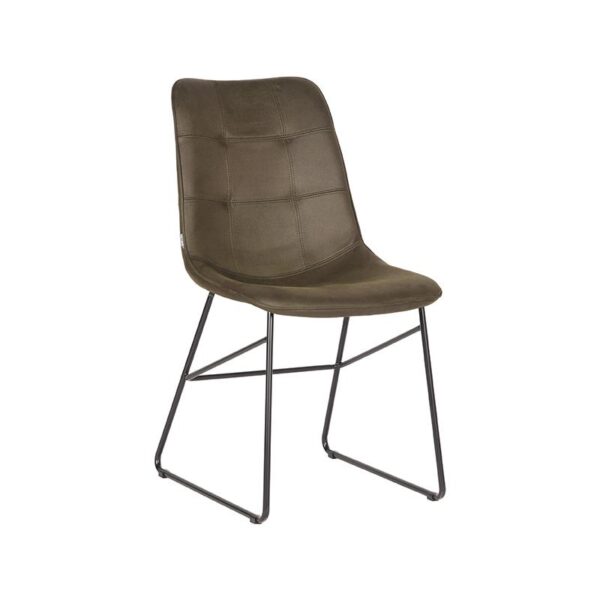 LABEL51 Eetkamerstoel Slim - Army green - Microfiber - Black Frame Microfiber