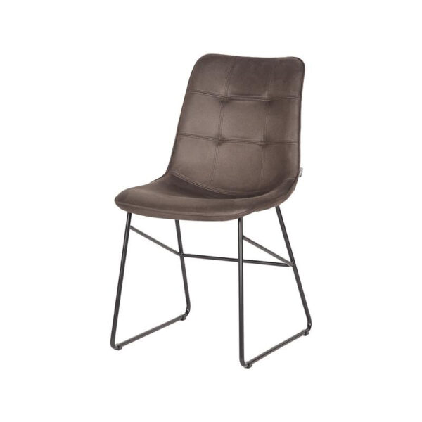 LABEL51 Eetkamerstoel Slim - Antraciet - Microfiber - Black Frame Slim