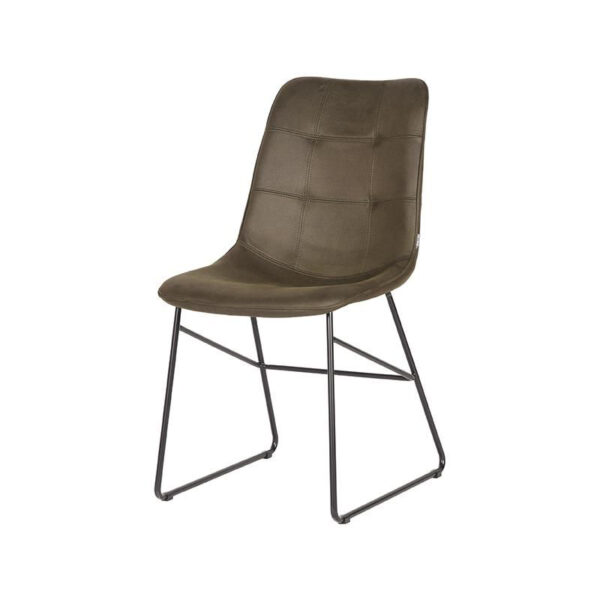 LABEL51 Eetkamerstoel Slim - Army green - Microfiber - Black Frame Slim