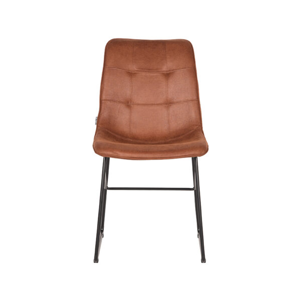 LABEL51 Eetkamerstoel Slim - Cognac - Microfiber - Black Frame Slim